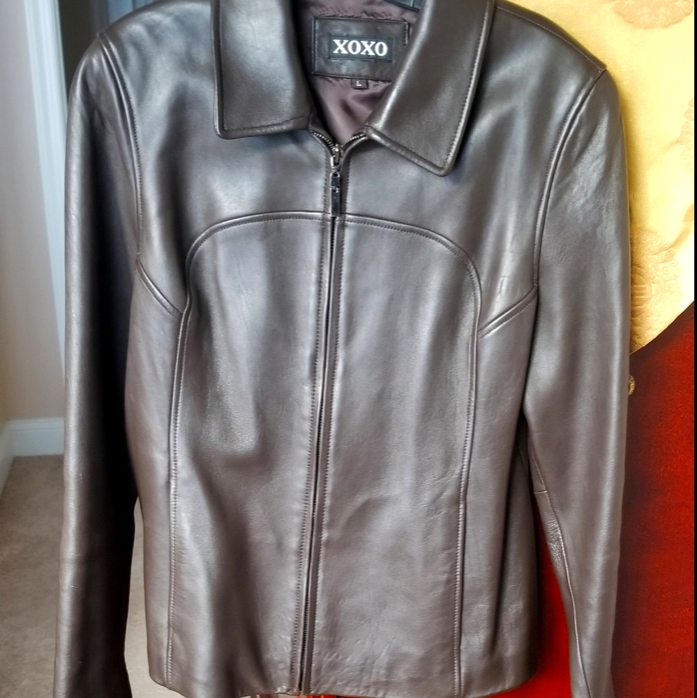 Genuine leather brown jacket